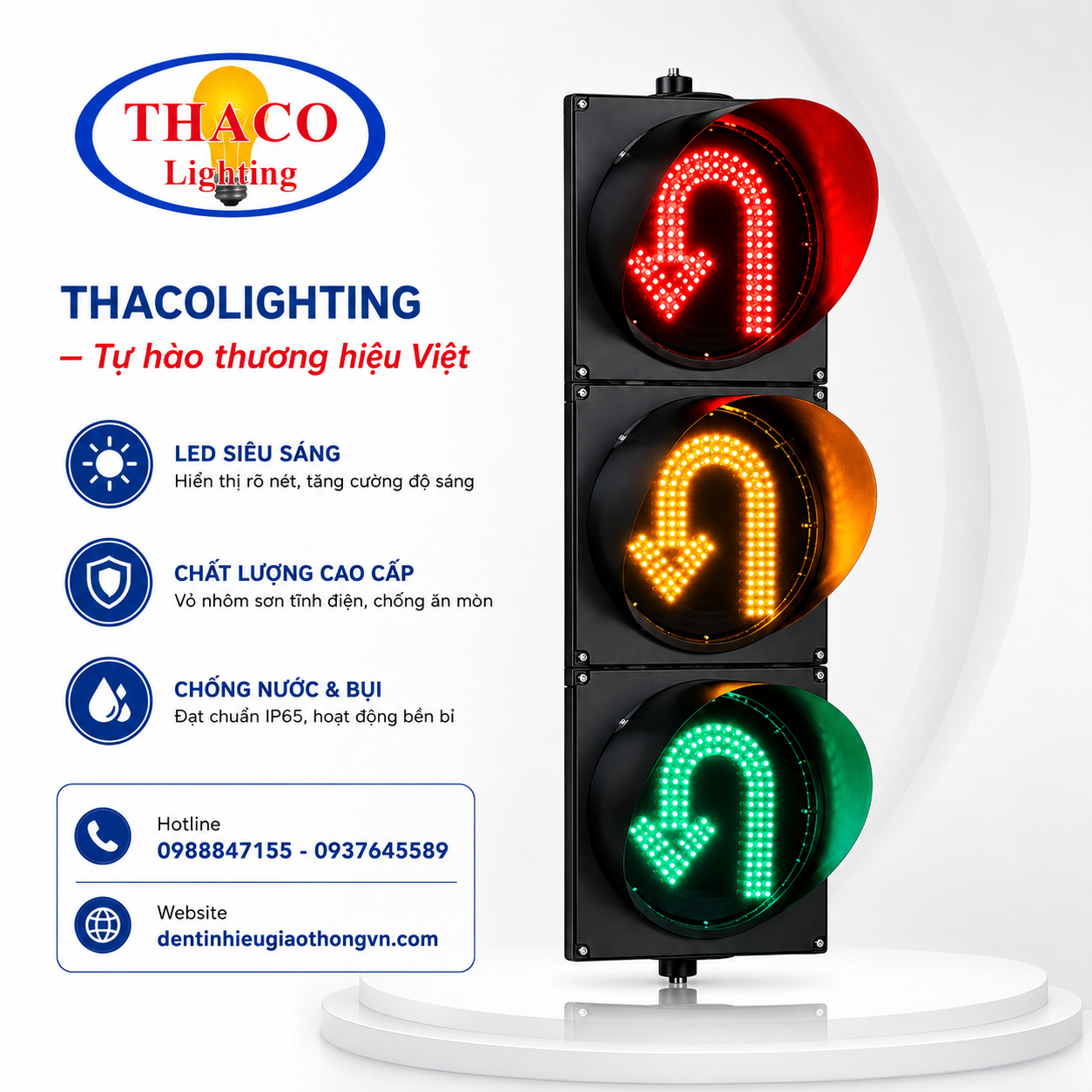ĐÈN MŨI TÊN QUAY ĐẦU XE XANH VÀNG ĐỎ