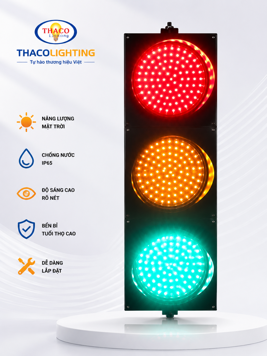 ĐÈN TÍN HIỆU GIAO THÔNG XANH VÀNG ĐỎ D300MM