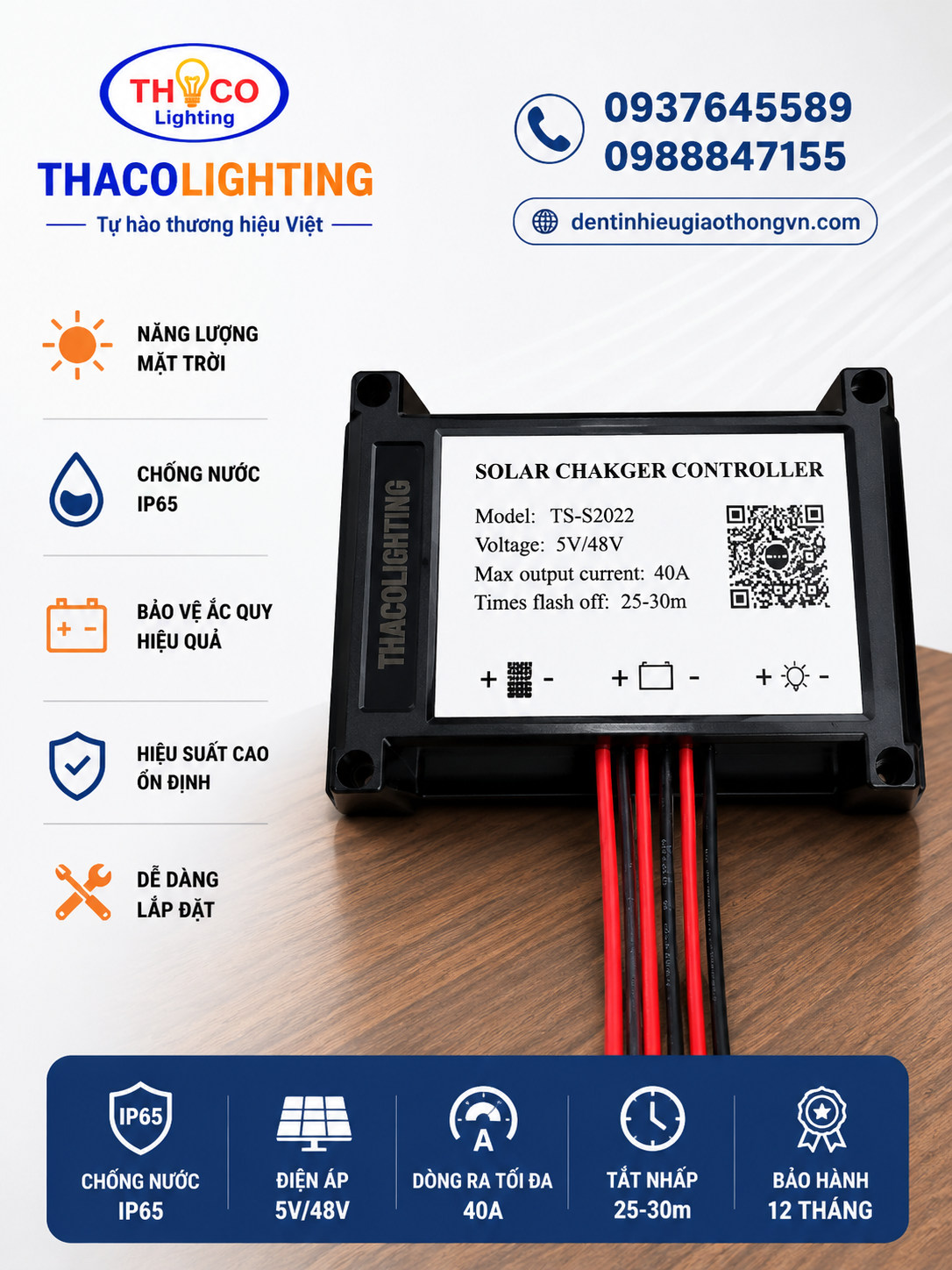 BỘ ĐIỀU KHIỂN SẠC ĐÈN CHỚP VÀNG NĂNG LƯỢNG MẶT TRỜI